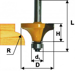 Фреза кромочная калевочная  ЭНКОР 38,1*19*12,7 мм