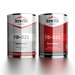 Грунтовка ГФ-021 KRAFFA 0,9кг сверхпрочная красно-коричневый
