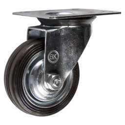 Колесная опора 125 мм площадка, поворотная, черная резина, роликоподшипник