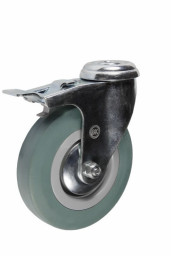 Колесная опора 50мм аппаратная под болт, поворотная, тормоз, подшипник скольжения