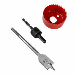 Набор для устоновки врезных замков 22мм Х 54мм,перовое сверло,кольцевая пила VERTEXTOOLS