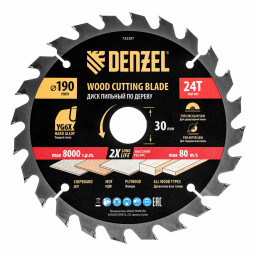 Пильный диск по дереву ф190 х 30 мм, 24 зубьев Denzel