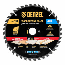 Пильный диск по дереву ф250 х 30 мм, 40 зубьев Denzel