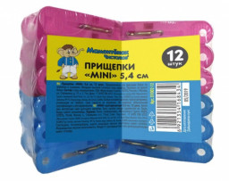 Прищепка бельевая пластмассовая Мамонтенок чистолюб набор 12шт MINI 5,4см D1002-12