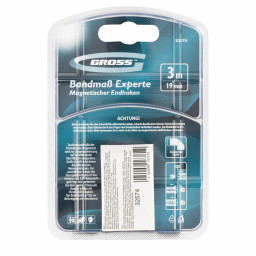 Рулетка Experte,3 м x 19 мм,двухкомпонентный корпус,магнит,двухсторонняя разметка,нейлон Gross