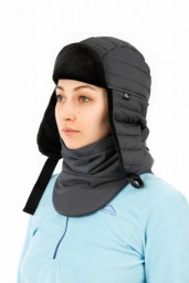 Шапка-ушанка зимняя стеганая таффета, графит Нова-Текс