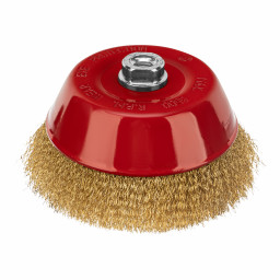 Щетка для УШМ, 150 мм, М14, "чашка", латунированная витая проволока Matrix