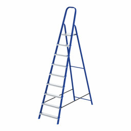 Стремянка, 9 ступеней, стальной профиль, алюминиевые ступени Сибртех